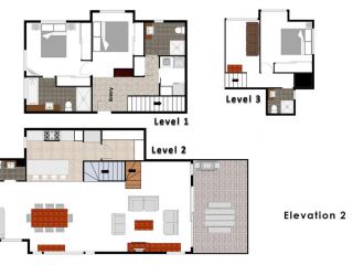 Elevation 3 bedroom and loft penthouse with gas fire and alpine views Apartment, Thredbo - 1